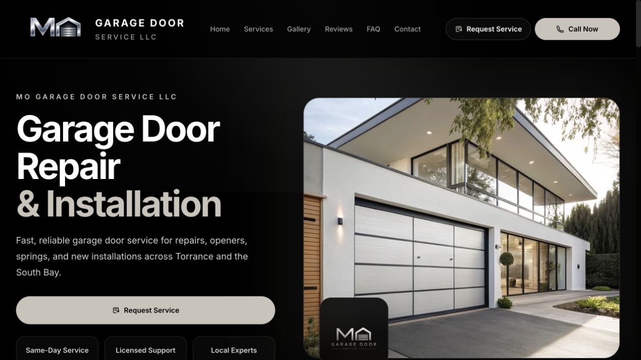 Live MO Garage Door Service website homepage